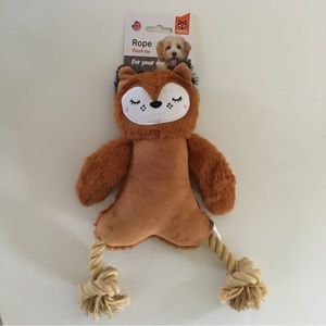 NEW Dog Toy Plush Owl with Rope Interactive Play | Fofos
